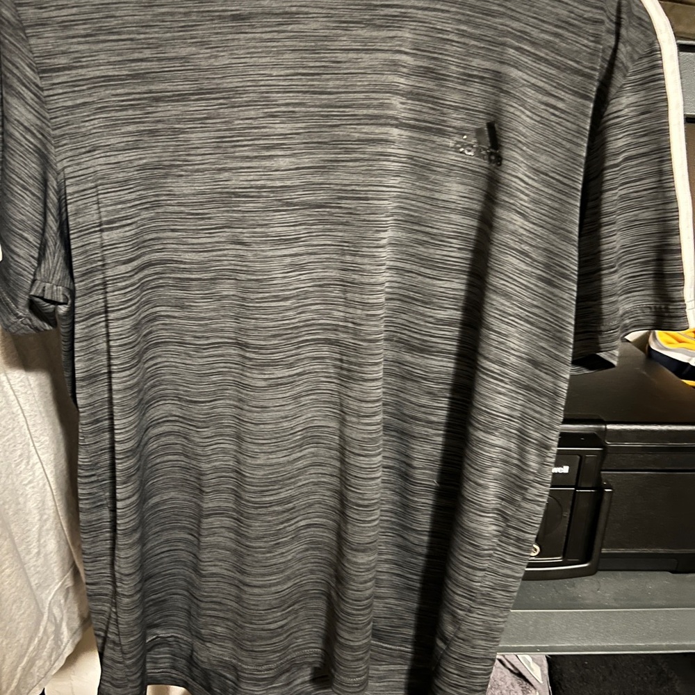 Adidas Men's Grey Striped Shirt